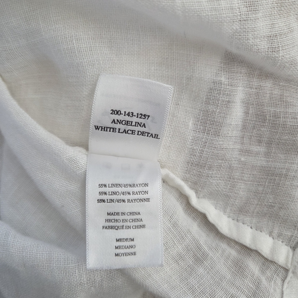 Rails Angelina White Lace Detail Dress Linen Rayon Womens Size Medium - Picture 12 of 12